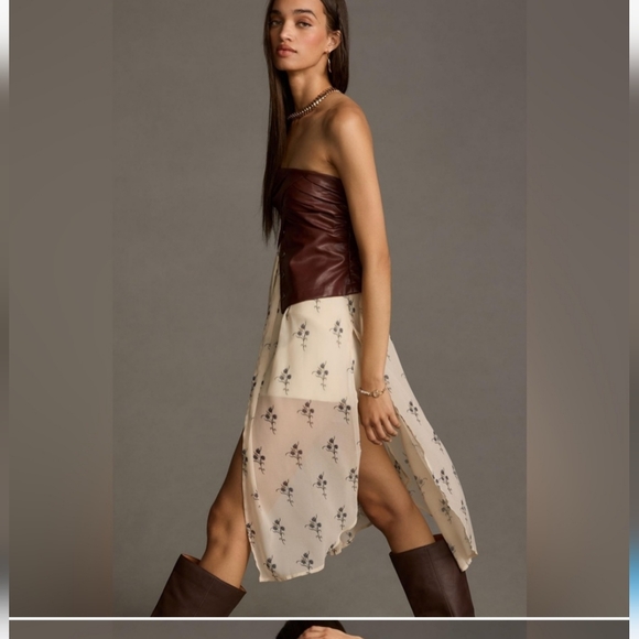 Anthropologie strapless vegan leather new top with tag - Picture 2 of 6